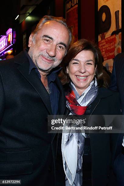 Antoine Dulery and Carole Amiel attend the "Ivo Livi ou le destin d'Yves Montand" : Theater Play at Theatre de la Gaite Montparnasse on October 11,...