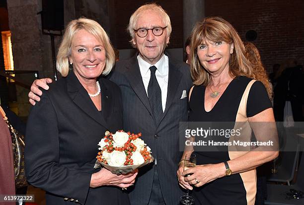Sibylle Bassler, Guenther Maria Halmer and his wife Claudia Halmer during the Prix Courage Award on October 11, 2016 in Munich, Germany.