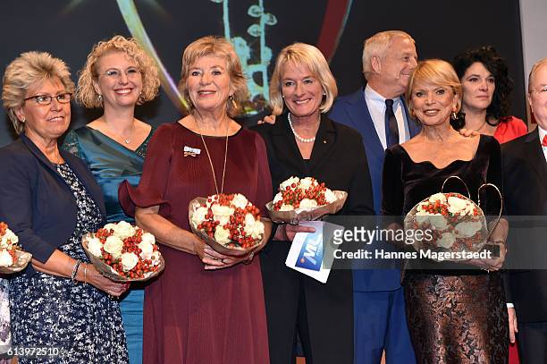 Jutta Speidel, Sibylle Bassler, Uschi Glas and Christian Courtin-Clarins during the Prix Courage Award on October 11, 2016 in Munich, Germany.