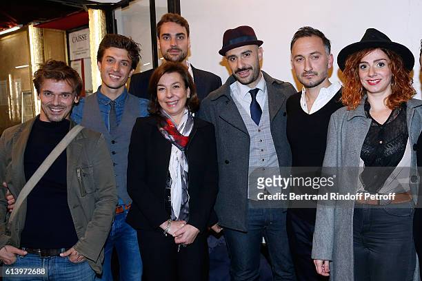 Stage Director of the show Marc Pistolesi, actor of the show Benjamin Falletto, Son of Yves Montand, Valentin Livi, his mother Carole Amiel, actors...