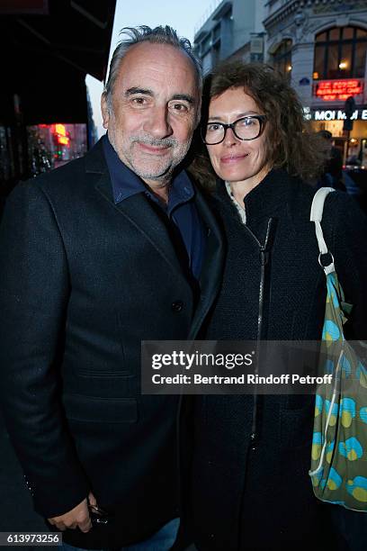 Actor Antoine Dulery and Guest attend the "Ivo Livi ou le destin d'Yves Montand" : Theater Play at Theatre de la Gaite Montparnasse on October 11,...