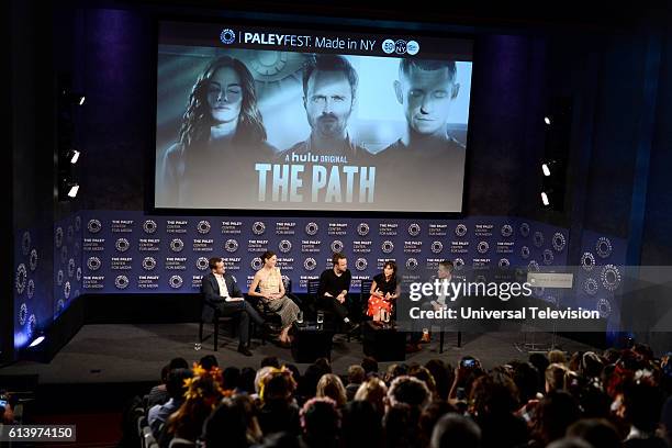 Paleyfest: Made in NY" -- Pictured: Hugh Dancy, Michelle Monaghan, Aaron Paul, Executive Producer Jessica Goldberg and moderator Michael Ausiello at...