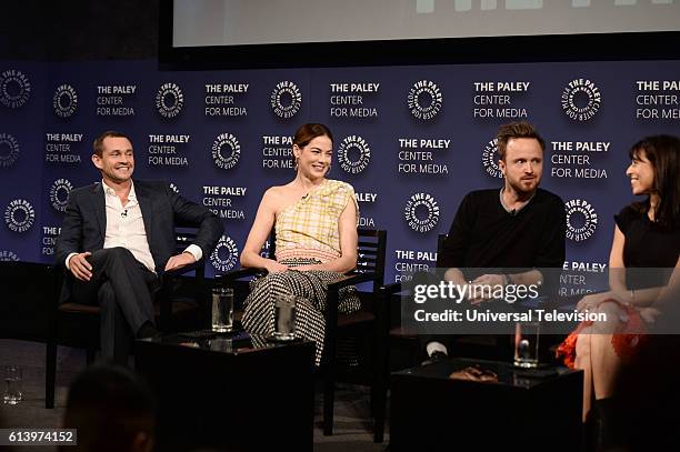 Paleyfest: Made in NY" -- Pictured: Hugh Dancy, Michelle Monaghan, Aaron Paul and Executive Producer Jessica Goldberg at The Paley Center for Media's...