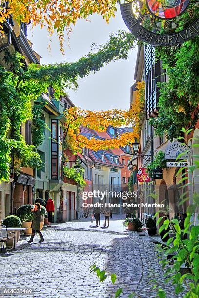 freiburg, konviktstraße in old town - friburgo de brisgovia fotografías e imágenes de stock