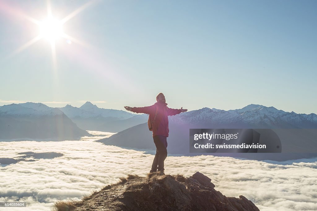 Freedom on mountain peak