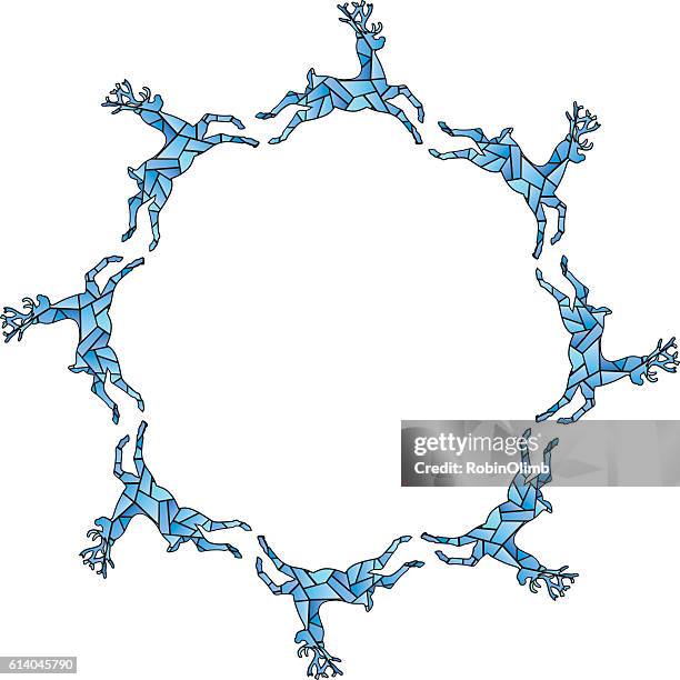 stained glass reindeer frame - stained glass border stock illustrations
