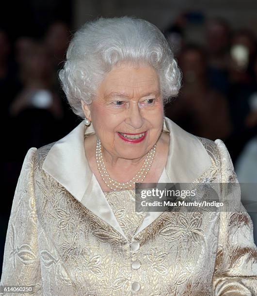 Queen Elizabeth II attends a reception and awards ceremony at the Royal Academy of Arts on October 11, 2016 in London, England.