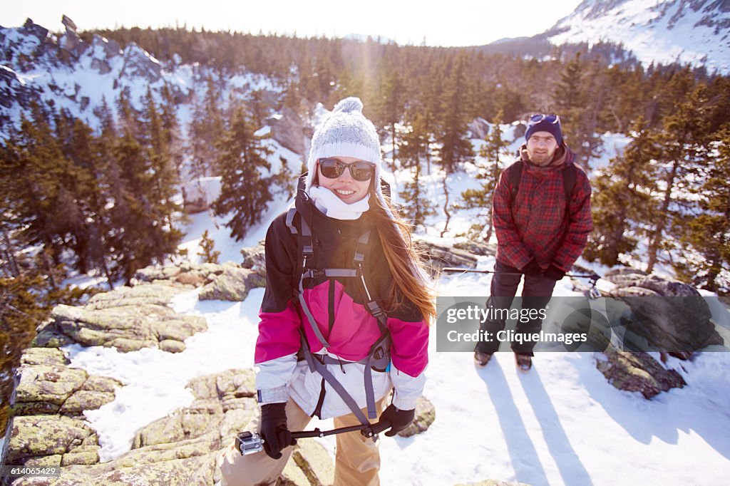 Hikers on mountain peak