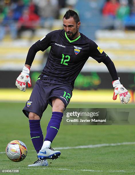 Esteban Dreer goalkeeper of Bolivia during a match between Bolivia and Ecuador as part of FIFA 2018 World Cup Qualifiers at Hernando Siles Stadium on...