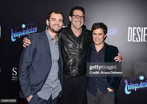 Jonas Cuaron, Jeffrey Dean Morgan and Gael Garcia Bernal attend the screening of STX Entertainment's "Desierto" at Regal LA Live Stadium 14 on...