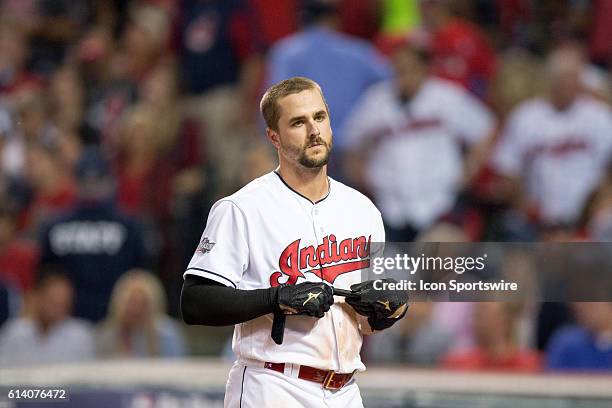 Cleveland Indians Outfield Lonnie Chisenhall [8037] reacts after striking out during the fifth inning of the American League Divisional Series Game 1...