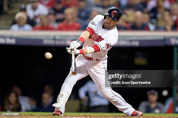 Cleveland Indians Second base Jason Kipnis [7617] singles during the seventh inning of the American League Divisional Series Game 1 between the...