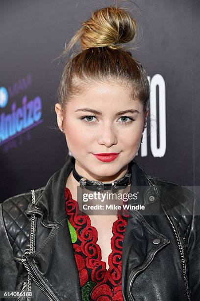 Singer Sofia Reyes attends the screening of STX Entertainment's "Desierto" at Regal LA Live Stadium 14 on October 11, 2016 in Los Angeles, California.