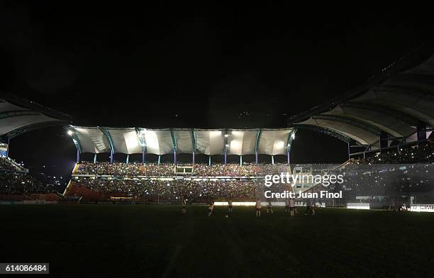 View of the stadium after a blackout during a match between Venezuela and Brazil as part of FIFA 2018 World Cup Qualifiers at Metropolitano Stadium...