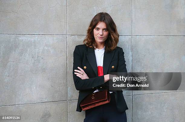 Montana Cox arrives ahead of the Broadsheet Restaurant opening on October 12, 2016 in Sydney, Australia.