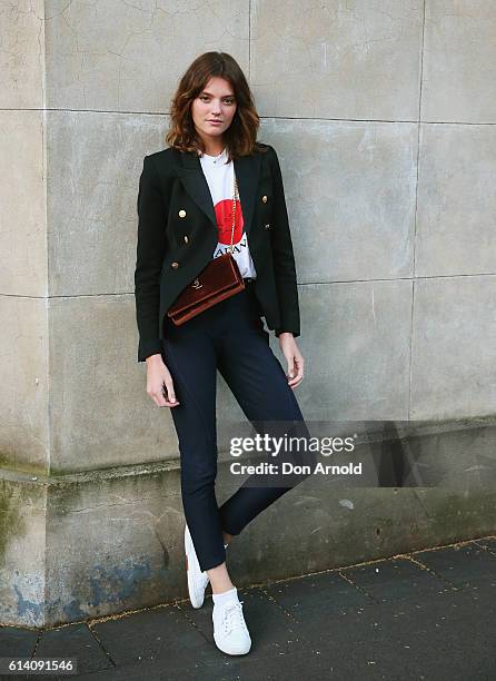 Montana Cox arrives ahead of the Broadsheet Restaurant opening on October 12, 2016 in Sydney, Australia.