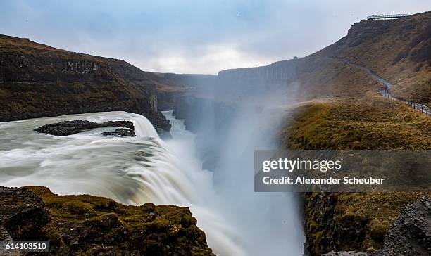 Gullfoss Falls are seen near to Selfoss, Iceland. .