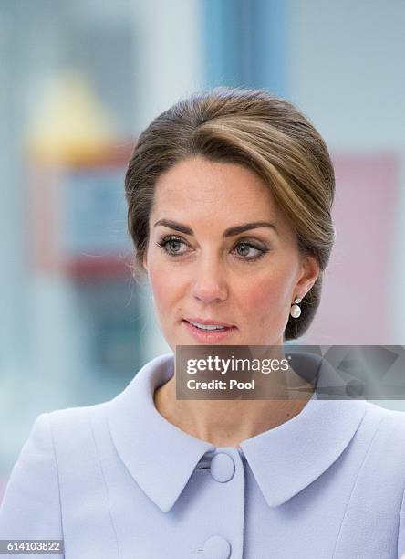 Catherine, Duchess of Cambridge visits Bouwkeet, the social Makerspace of Bospolder-Tussendijken on October 11, 2016 in The Hague, Netherlands.