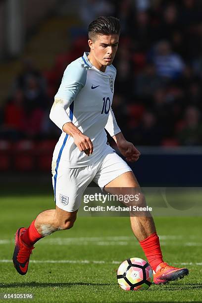 Jack Grealish of England during the UEFA European U21 Championship Group 9 match between England and Bosnia Herzegovina at Banks' Stadium on October...