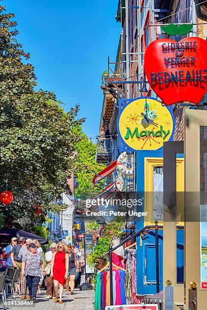 people shopping in rue du champain street,quebec - champain stock pictures, royalty-free photos & images
