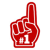 Number 1 one sports fan foam hand with raising forefinger