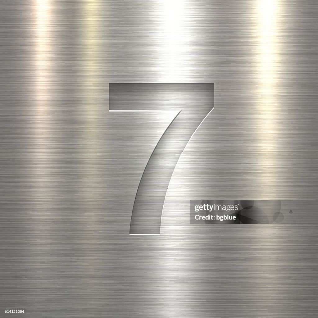 Number 7 Design Number On Metal Texture Background High-Res Vector ...