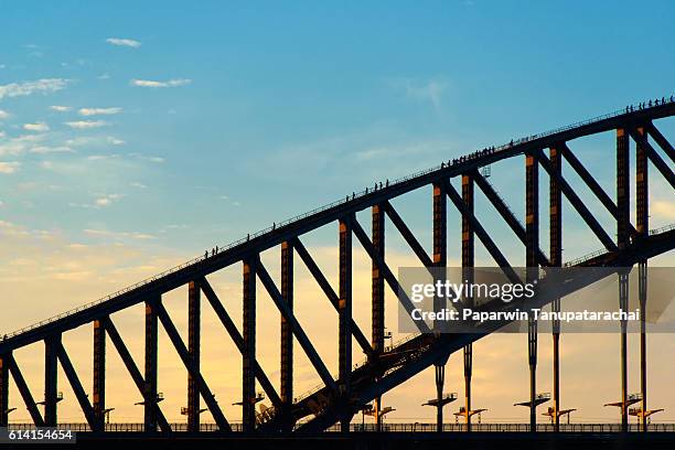 sydney harbour bridge, tourism climbers - sydney harbour bridge stock pictures, royalty-free photos & images