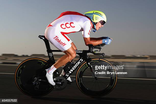 Maciej Bodnar of Poland rides during the Men's Elite Individual Time Trial on Day Four of the UCI Road World Championships at Lusail Sports Complex...