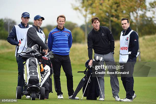 Former footballers Teddy Sheringham and Darren Anderton look on during the Hero Pro-Am at The Grove on October 12, 2016 in Watford, England.