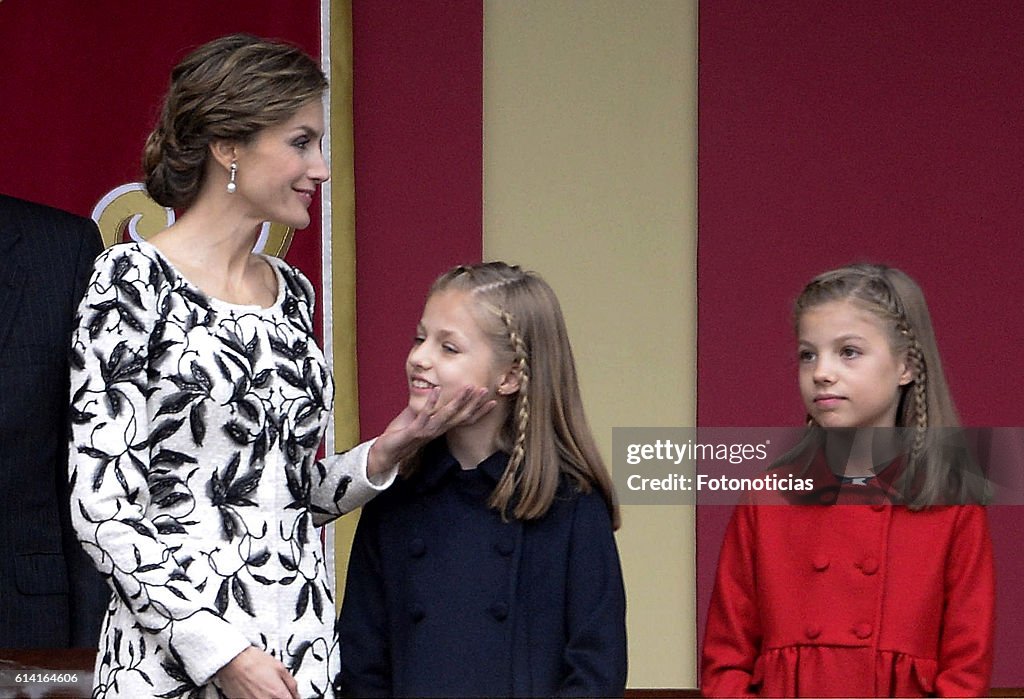 Spanish Royals Attend The National Day Military Parade