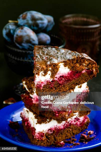 chocolate cheesecake with cherry - dark cherry isolated stock pictures, royalty-free photos & images