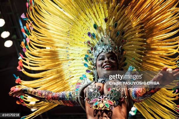 Candidate for Queen of Samba, Larissa Loranne Rosa dos Santos Reis, performs during the final selection of the Rio de Janeiro's Carnival 2017 Samba...