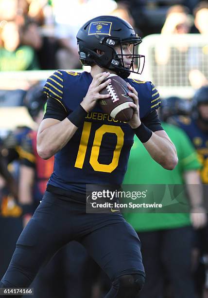 University of Oregon QB Justin Herbert during a PAC-12 Conference NCAA football game between the University of Oregon Ducks and University of...