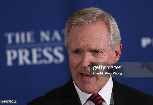 Navy Secretary Ray Mabus speaks during a National Press Club luncheon October 12, 2016 in Washington, DC. Secretary Mabus discussed "the State of the...