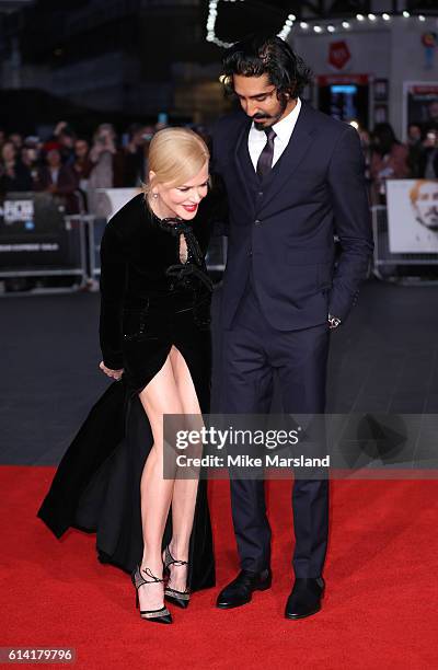 Nicole Kidman and Dev Patel attend the 'Lion' American Express Gala screening during the 60th BFI London Film Festival at Odeon Leicester Square on...