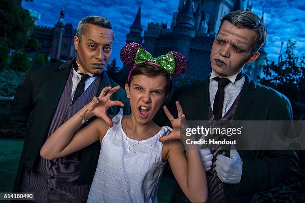 In this handout photo provided by Disney Parks, Netflix's "Stranger Things" star Millie Bobby Brown, known as "Eleven," a girl with super powers...