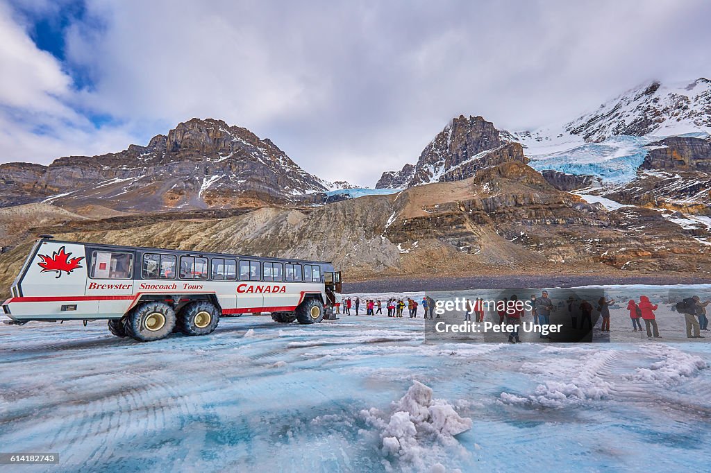 People on the Glacier Walk on Athabasca Glacier