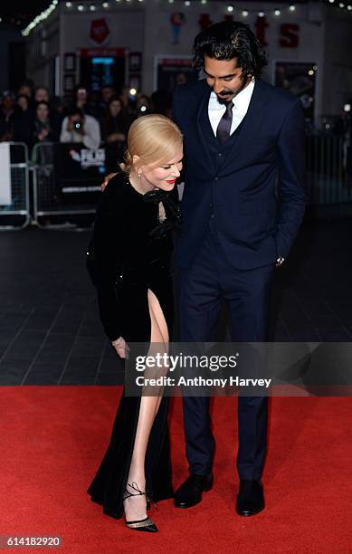 Nicole Kidman and Dev Patel attend the 'Lion' American Express Gala screening during the 60th BFI London Film Festival at Odeon Leicester Square on...