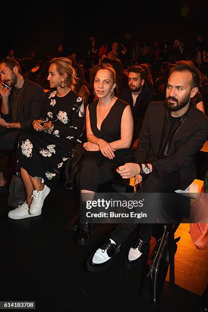 Berna Saglam and Sertab Erener are seated for the Selma State show during Mercedes-Benz Fashion Week Istanbul at Zorlu Center on October 12, 2016 in...