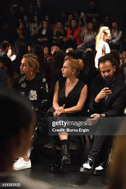 Berna Saglam and Sertab Erener are seated for the Selma State show during Mercedes-Benz Fashion Week Istanbul at Zorlu Center on October 12, 2016 in...