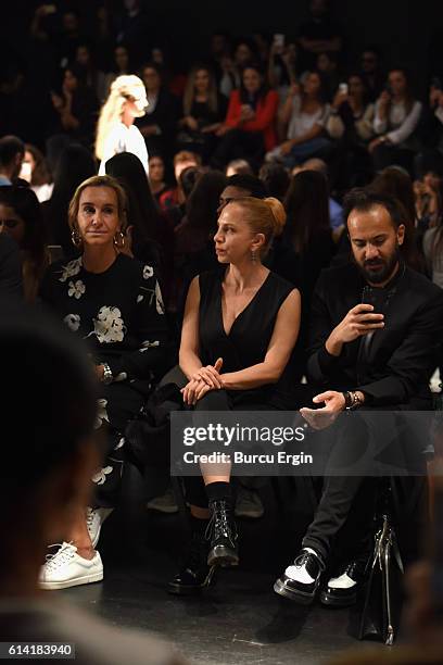 Berna Saglam and Sertab Erener are seated for the Selma State show during Mercedes-Benz Fashion Week Istanbul at Zorlu Center on October 12, 2016 in...