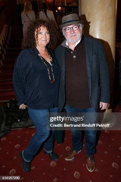 Actors Valerie Mairesse and Christian Rauth attend the "A Droite A Gauche" : Theater Play at Theatre des Varietes on October 12, 2016 in Paris,...