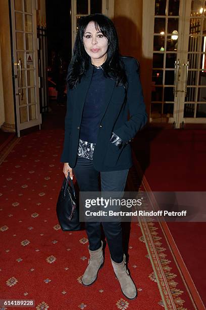 Director Yamina Benguigui attends the "A Droite A Gauche" : Theater Play at Theatre des Varietes on October 12, 2016 in Paris, France.