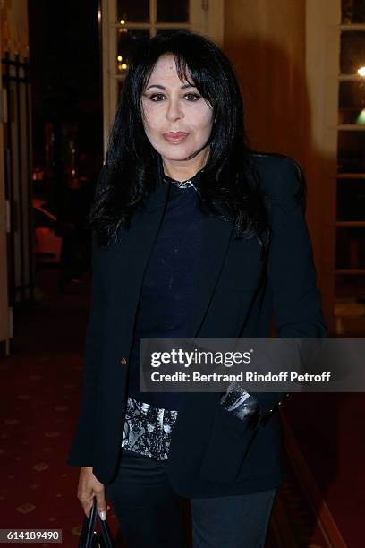 Director Yamina Benguigui attends the "A Droite A Gauche" : Theater Play at Theatre des Varietes on October 12, 2016 in Paris, France.