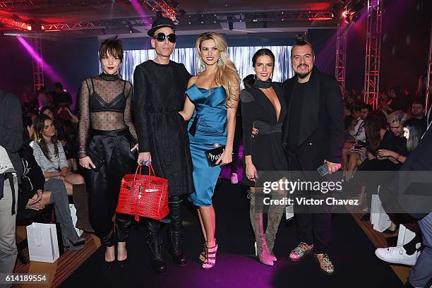 Alex Ivanisevic, Edy Smol, Maria Elena Torruco, Claudia Alvarez and Jorge Mondragon attend the second day of Mercedes-Benz Fashion Week Mexico...