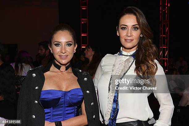 Geraldine Bazan and Anette Michel attend the second day of Mercedes-Benz Fashion Week Mexico Spring/Summer 2017 at Maria Isabel Sheraton hotel on...