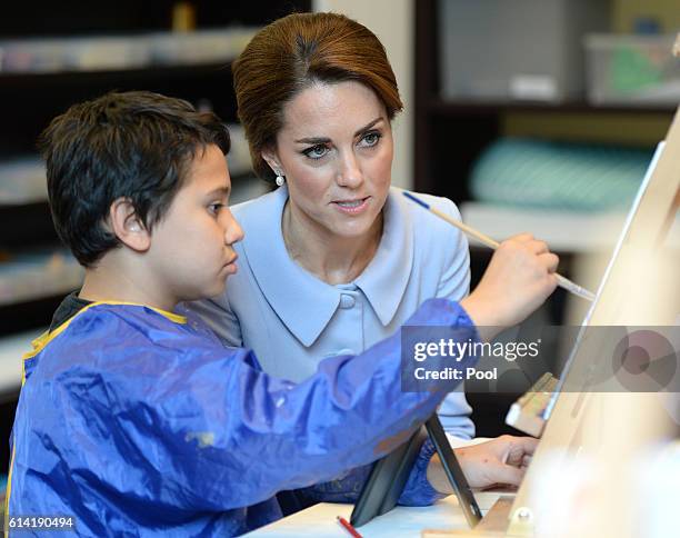 Catherine, Duchess of Cambridge visits the Mauritshuis to view the exhibition 'At Home in Holland: Vermeer and his Contemporaries from the British...