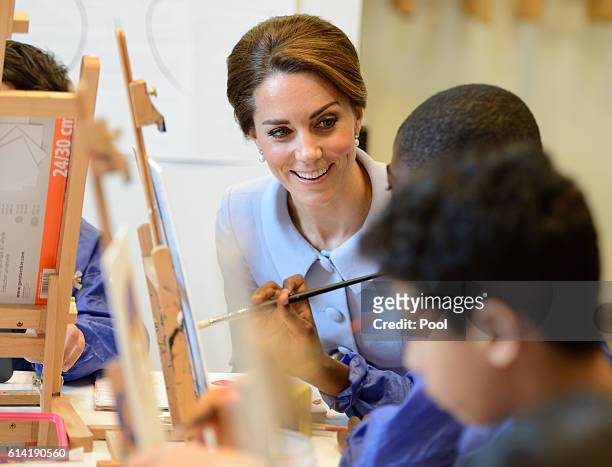 Catherine, Duchess of Cambridge visits the Mauritshuis to view the exhibition 'At Home in Holland: Vermeer and his Contemporaries from the British...