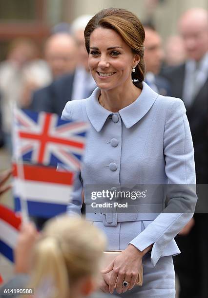 Catherine, Duchess of Cambridge visits the Mauritshuis to view the exhibition 'At Home in Holland: Vermeer and his Contemporaries from the British...