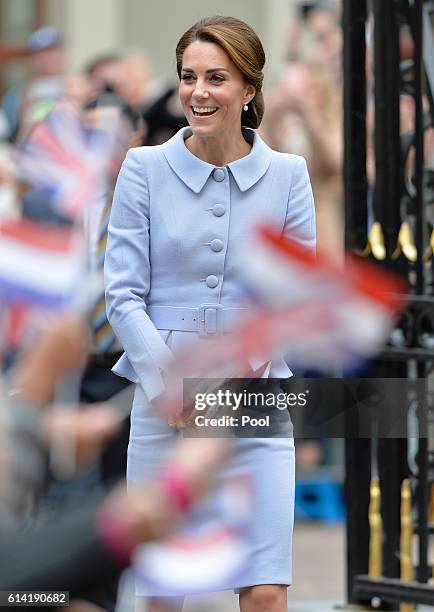 Catherine, Duchess of Cambridge visits the Mauritshuis to view the exhibition 'At Home in Holland: Vermeer and his Contemporaries from the British...